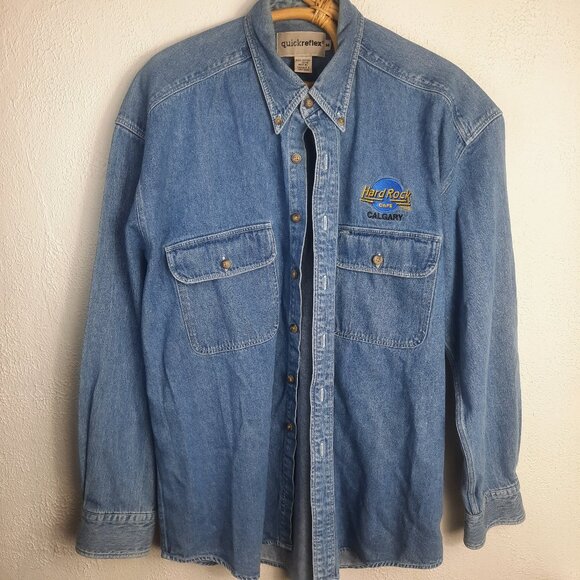 VTG Hard Rock Cafe Calgary Jean Jacket Denim Shirt Mens Medium, Retro Collectibl - Picture 1 of 4